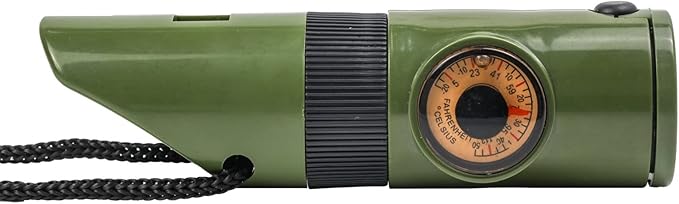 Kids Survival Outdoor Camping Multi Tool Whistle Compass LED 7 in 1 Flashlight