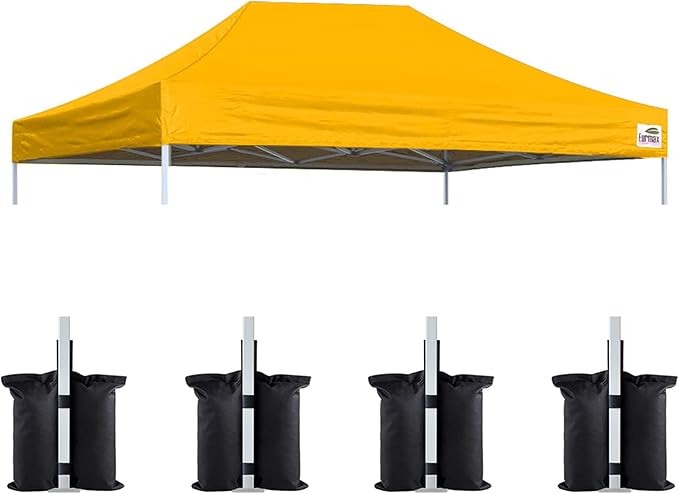 Eurmax USA Pop Up Canopy Top Gazebo Tent Cover Replacement Top Only,Bonus 4PC Pack Weight Bag (10x15,Gold)