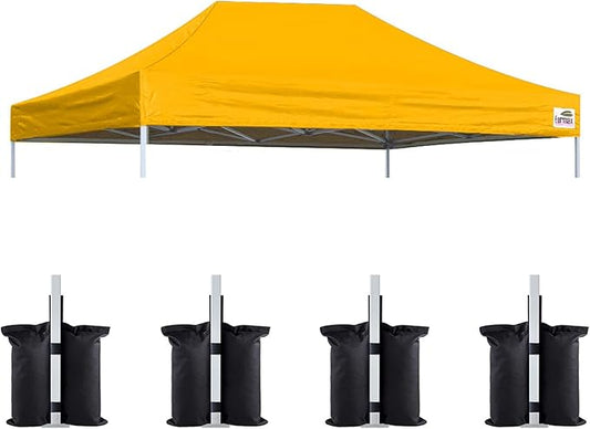 Eurmax USA Pop Up Canopy Top Gazebo Tent Cover Replacement Top Only,Bonus 4PC Pack Weight Bag (10x15,Gold)