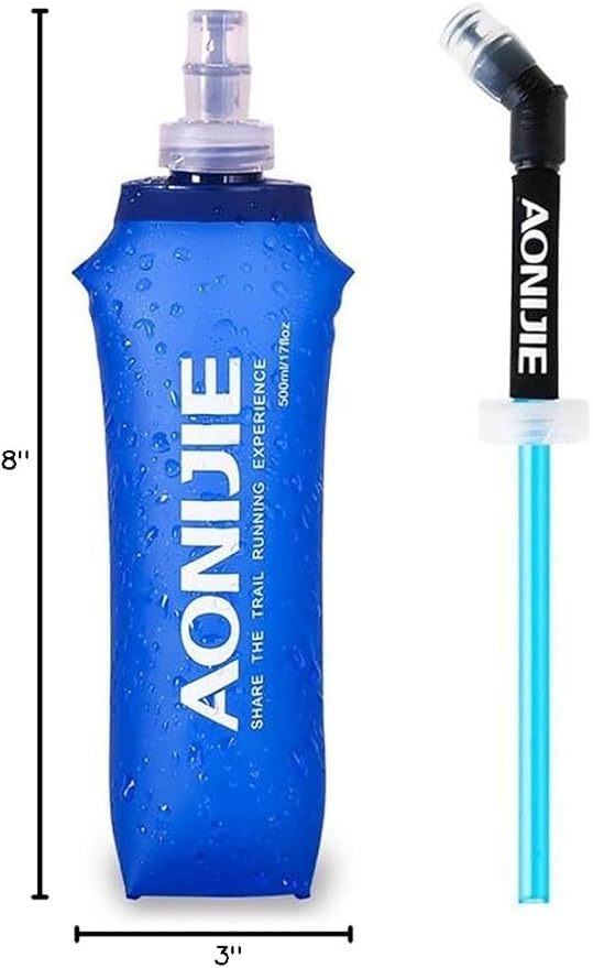 AONIJIE 2Pack of Soft Soft Folding Hydration Bottle Water Collapsible Flask BPA-Free Bottles (250ml/8.54oz)