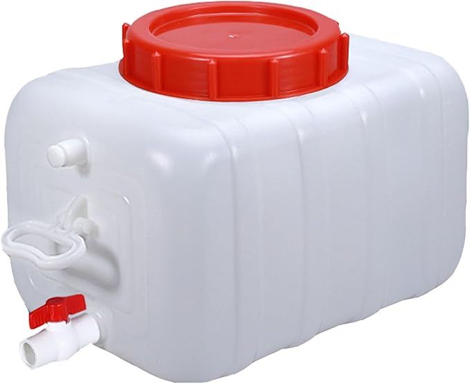 Portable Water Container with Cap Spigot, Food Grade HDPE Camping Water Storage Water Tank for Outdoors Hiking Picnic Vehicle Home Emergency(Size:50L,Color:White)