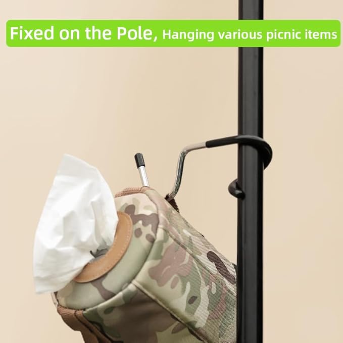 Outdoor Lighting Hooks for Camping Tent lamp Hanger, Bird feeders, Garden Lights, trinkets ; Sturdy Pole Hook for Tent Light, Garden lightings, 3 Big Camping Lantern Hooks