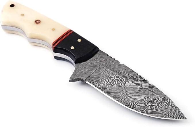 Custom Handmade Fixed Blade Hunting Bone Handle Tracker Knife - 8 Inch hand Forged Full Tang Knives For Hunting, Outdoor Camping, Hiking, Fishing, Bushcraft Knives With Leather Sheath. (Bone Reson Knife-1)