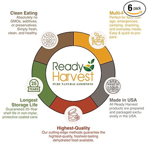 Ready Harvest - Dehydrated Rolled Oats Whole Foods for Emergency Food Storage, Camping Supplies, and Survival Kits | Sealed Fresh in #10 Can | 25 Year Shelf Life | 6 Cans