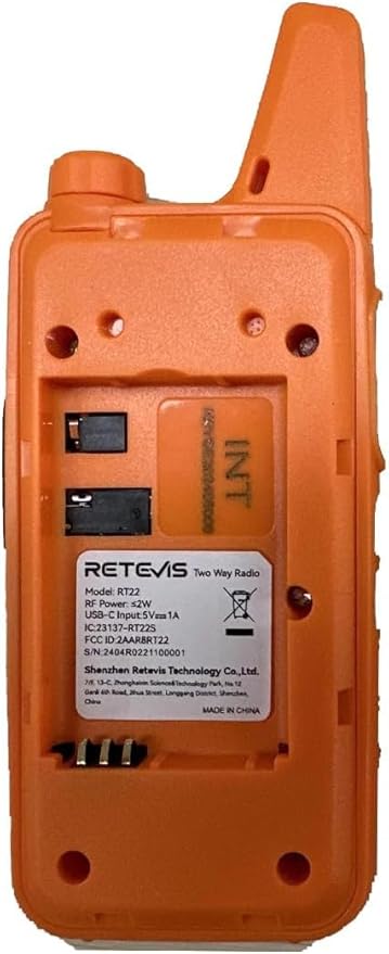 Retevis RT22 Rechargeable Walkie Talkies, Long Range Two Way Radio for Adults, Portable Handheld Radio, Voice Activated, Emergency Alarm, Upgraded Type-C Charing, Outdoor Hiking Travel(4 Pack, Orange)