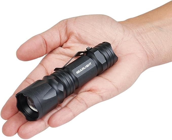 GearLight M3 Mini LED Flashlight - 2 Bright, Small Tactical Flashlights with High Lumens and Pocket Clip for Camping, Outdoor & Emergency Use ï»?- Black