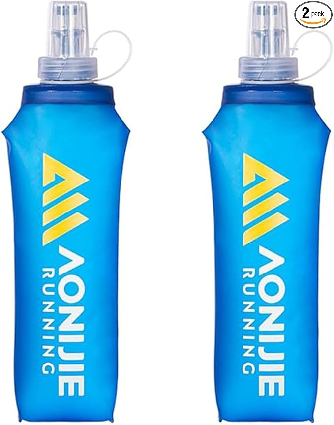 AONIJIE 2Pack of Soft Soft Folding Hydration Bottle Water Collapsible Flask BPA-Free Bottles (SD-500ml without straws)
