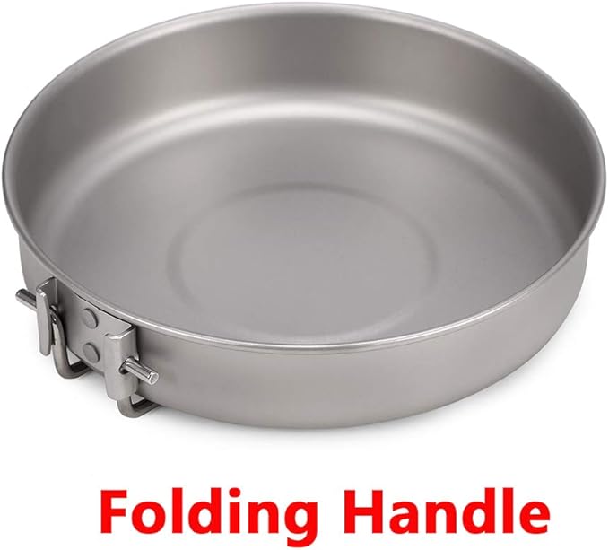 Lixada Ultralight Titanium Frypan Outdoor Camping Hiking Picnic Cooking Frying Pan 750/1000ML with/Without Handle