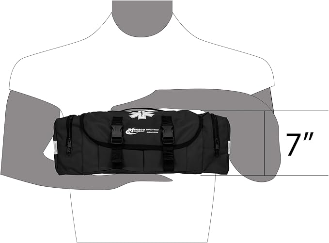 MFASCO First Aid Kit - Fully Stocked Portable Reflective Bag -First Responder Emergency Response Kit-for Natural Disaster Preparedness-Customizable Storage-Includes 415 Pcs First Aid Supplies-Black
