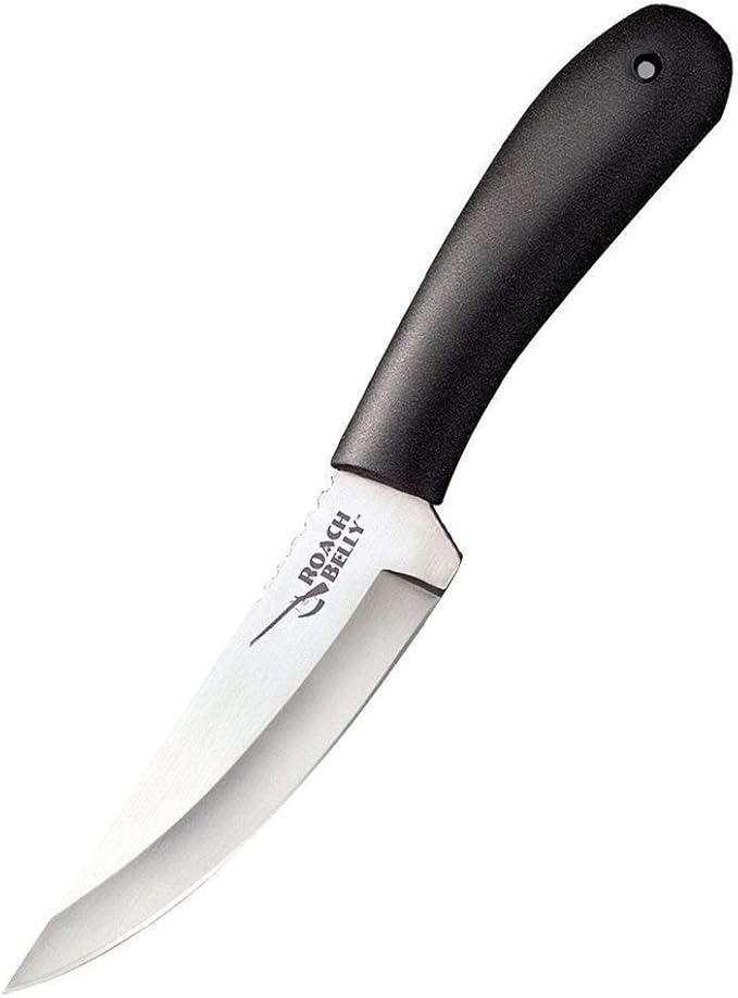Cold Steel Roach Belly 4.5" German 4116 Stainless Steel Fixed Blade Trailing Point Outdoor Hunting Utility Knife, 4" High Impact Polypropylene Handle, Durable Sheath Included