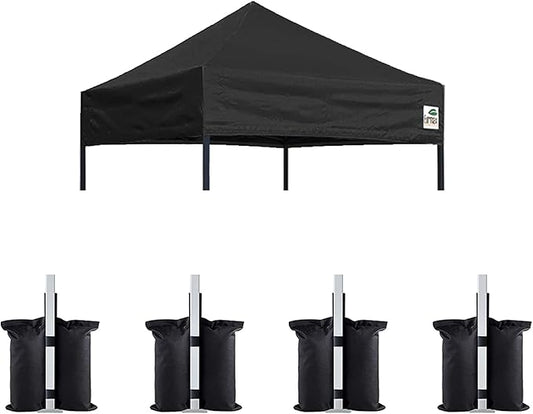 Eurmax USA Pop Up Canopy Replacement Canopy Tent Top Cover, Instant Canopy Top Cover ONLY,Bonus 4PC Pack Weight Bag (5x5, Black)