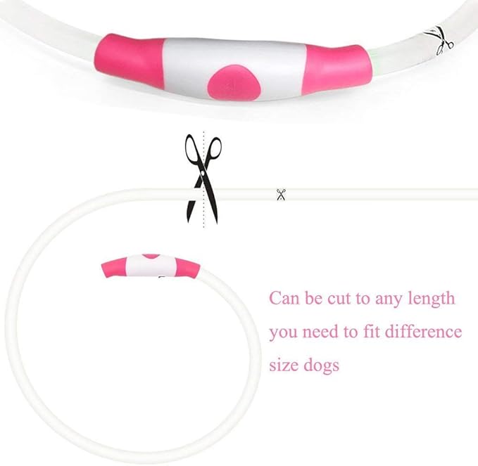 Light Up Dog Collar - Rechargeable LED Dog Collar Glow in The Dark, Illuminated Pet Safety Light for Night Walking (Candy Pink)