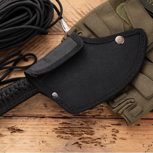 DOOM BLADE Camping Hatchet Axe with Nylon Sheath,Tomahawk Viking Forged High Carbon Steel,Portable Camping Axe for Outdoor Splitting Wood,Hunting (Double-Bit Axe + Hatchet + Fixed Blade Knife)