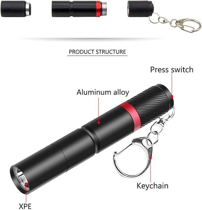 3 Pack Small Mini LED Keychain Flashlight, Single Mode AAA Battery Flashlights Portable Bulk EDC (Everyday Carry) Pen Flash Light, Key Chain Pen Flashlights for Work, Emergency, Pocket