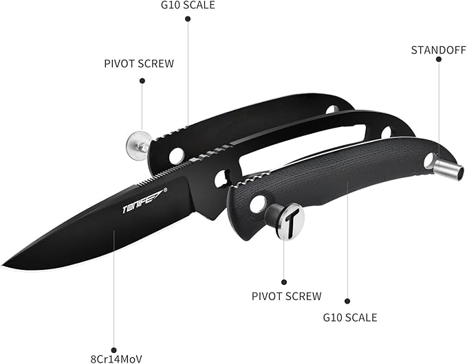 TONIFE Nova 2.68'' Blade Mini Neck Knife Full Tang Fixed Blade Knife with Kydex Sheath and Adjustable Paracord Lanyard for Camping Outdoor Survival Tool (Black+Black Titanium)