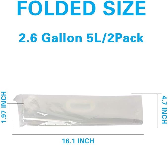 Soddeph Collapsible Water Container Bag, BPA Free Food Grade Clear Plastic Storage Jug for Sport Camping Riding Mountaineer,Freezable, Food Grade (2-pack-2.6 Gal)
