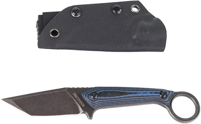 MASALONG kni211 Fixed Blade outdoor camping small straight knife D2 steel comfortable handle (black)