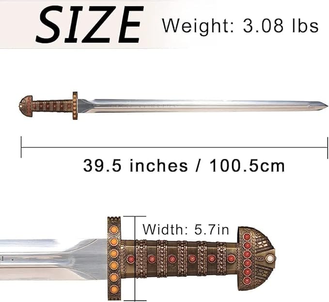 FORGE HIDE-Conan The Barbarian Sword ??Real Full Tang Atlantean Swords | 1095 Carbon Steel, Bronze Fittings & Leather Sheath | Medieval Fantasy King Sword Prop | Gift for Him, Christmas, Viking Gifts