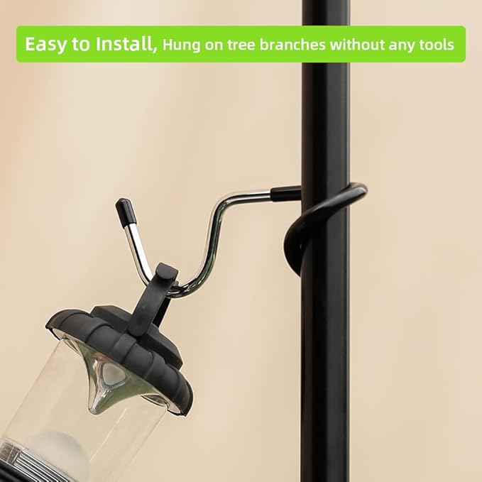 Outdoor Lighting Hooks for Camping Tent lamp Hanger, Bird feeders, Garden Lights, trinkets ; Sturdy Pole Hook for Tent Light, Garden lightings, 3 Big Camping Lantern Hooks