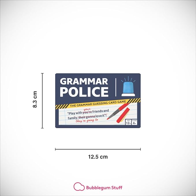 Grammar Police Game - Correct The Bad Grammar Flash Card Game - Fun Grammar Detective Game - Suitable for Family, Kids, Teenagers & Adults