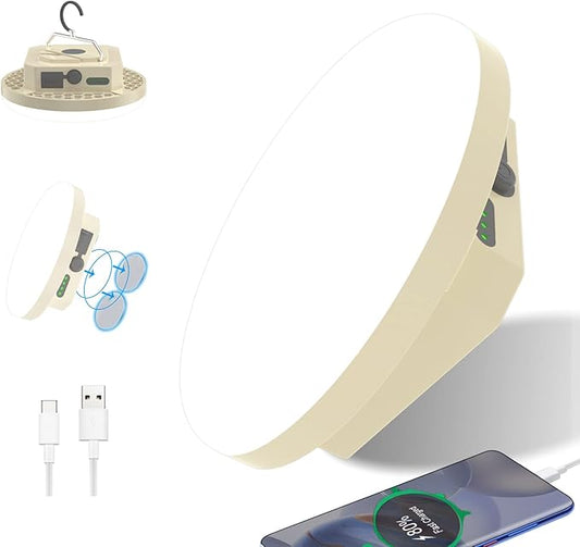 10000mAh Rechargeable 3000LM Tent Light Camping Light, 6500K 24Hours Long Play Time , Outdoor Night Market Light Night Fishing Light Emergency Lights for Hurricane Tsunami disasters (30W(Beigeï¼?