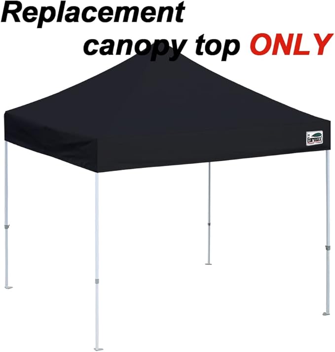 Eurmax USA New 10x10 Pop Up Canopy Replacement Canopy Tent Top Cover, Instant Canopy Top Cover ONLY, Choose 30 Colors,Bonus 4PC Pack Weight Bag (Black)