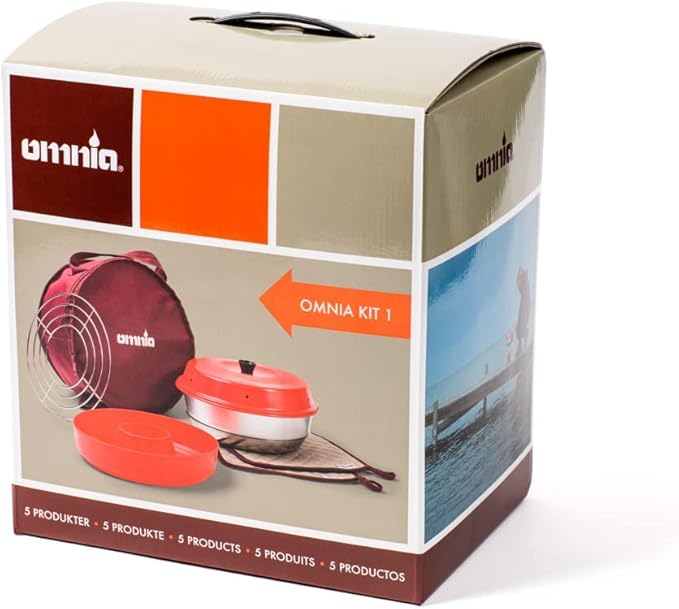 Omnia Kit 1, Set of 5 Products - Camp Oven, Silicone Mold, Potholders, Baking Grid and Storage Bag - Ultimate Starter Kit for Omnia Recreational Oven