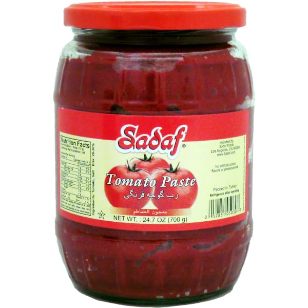 Sadaf Tomato Paste in jar - Tomato paste no sugar added - All-natural tomato sauce - Keto Friendly, Kosher, no artificial colors or flavours - 24 Oz (Pack of 1)