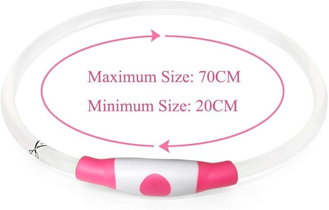 Light Up Dog Collar - Rechargeable LED Dog Collar Glow in The Dark, Illuminated Pet Safety Light for Night Walking (Candy Pink)