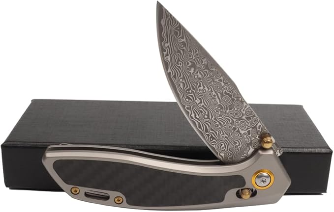 VG10 Sandwich Damascus Blade folding knife,Pocket clip suitable for outdoor, camping, tactics and survival