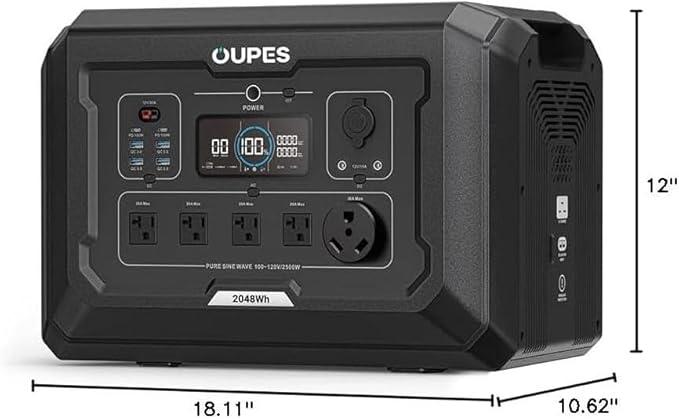 OUPES Mega 2 Portable Power Station Bundle 2500W (5400W Peak), 10.24kWh Expandable LiFePO4 Solar Generator with 4x240W Solar Panels (960W Total) ??Off-Grid Solar System