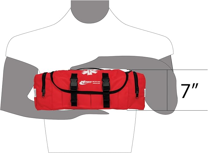 MFASCO First Aid Kit - Fully Stocked Portable Reflective Bag -First Responder Emergency Response Kit -for Natural Disaster Preparedness - Customizable Storage -Includes 415 Pcs First Aid Supplies- Red