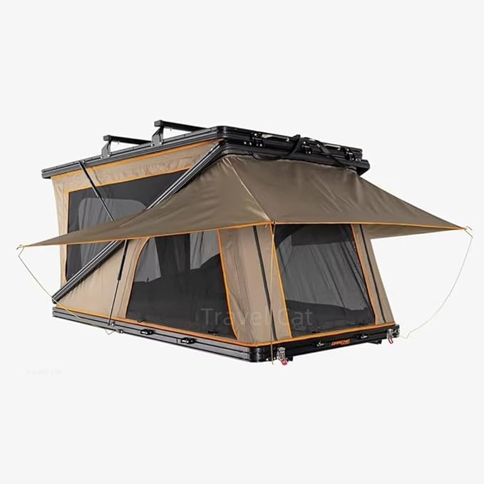 Travel Cat Rooftop Tent Hard Shell Roof Top Tent Hardshell Suitable for Jeep SUV Truck Van 3-4 Person Gray