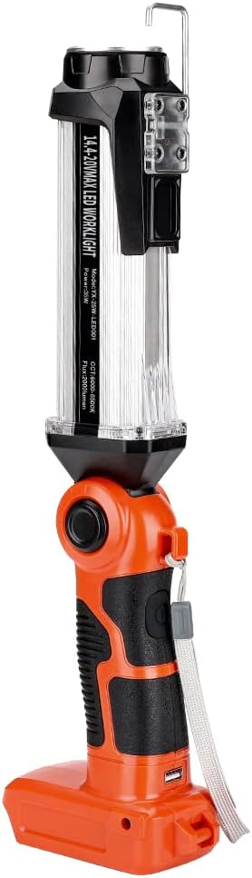 Cordless LED Work Light for Black & Decker 20V Li-ion Battery, 35W 2000LM Outdoor Flashlight Portable Camping Lanterns for Car Repairing, Job Site Lighting, Emergency