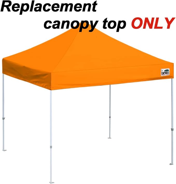 Eurmax USA New 10x10 Pop Up Canopy Replacement Canopy Tent Top Cover, Instant Canopy Top Cover ONLY, Choose 30 Colors,Bonus 4PC Pack Weight Bag (Orange)