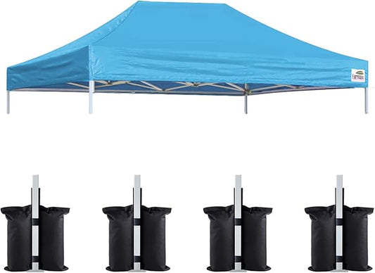 Eurmax USA Pop Up Canopy Top Gazebo Tent Cover Replacement Top Only,Bonus 4PC Pack Weight Bag (10x15, Sky Blue)