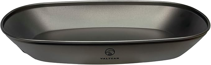 Valtcan Titanium Lunch Tray Grill Food Plate for Camping with Side Handles Reheatable Over Fire and Stove for Outdoor and Home Use Ultralight Weighs 118g