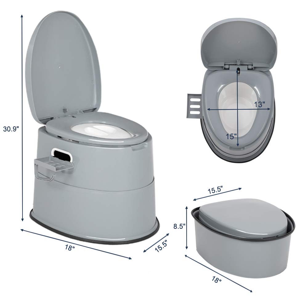 VINGLI Portable Toilet | Indoor Outdoor Commode w/Detachable Inner Bucket & Removable Paper Holder