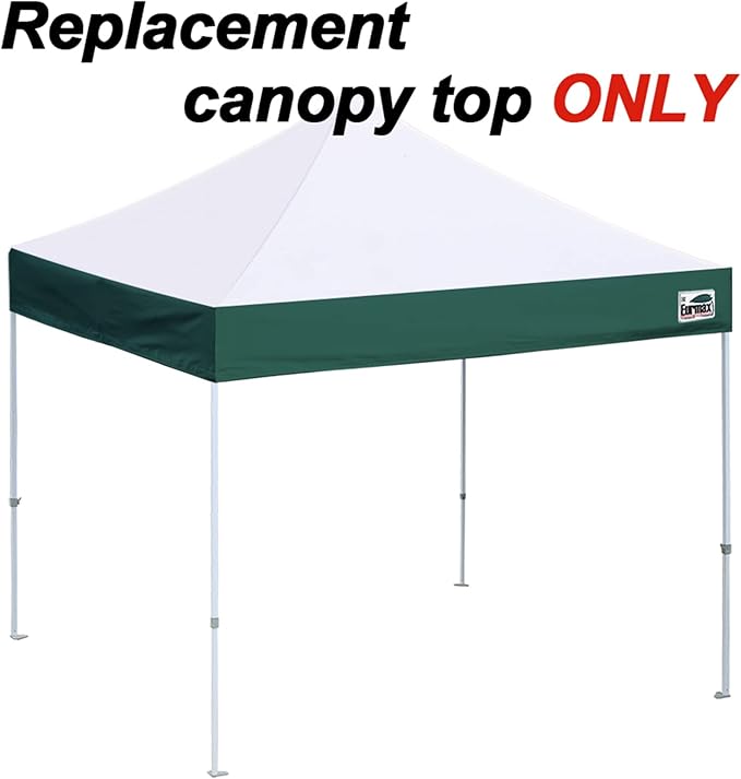 Eurmax USA New 10x10 Pop Up Canopy Replacement Canopy Tent Top Cover, Instant Canopy Top Cover ONLY, Choose 30 Colors,Bonus 4PC Pack Weight Bag (White&Forest Green)