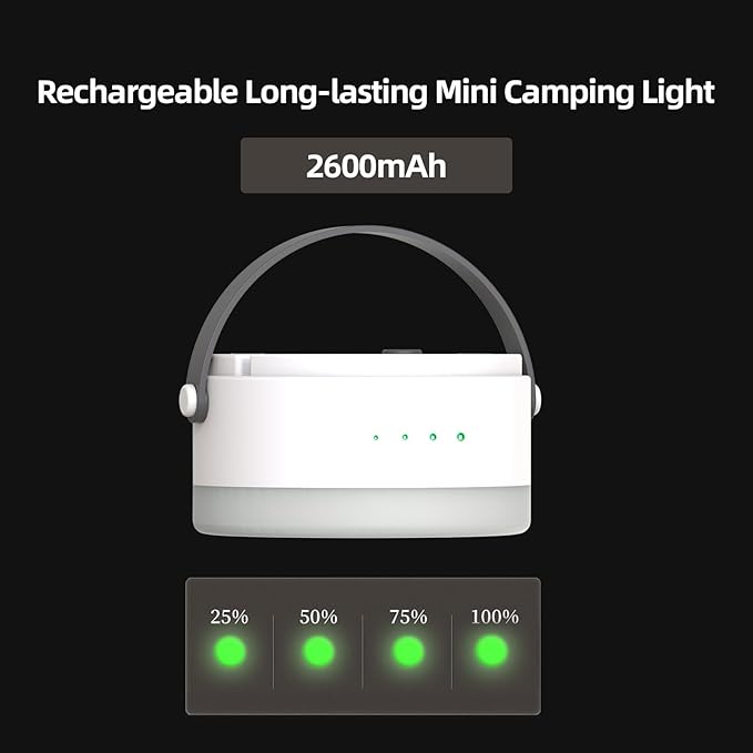 Hanging Camping Tent Light with Stepless Dimming & Magnetic Base, USB-C Rechargeable LED Lantern for Outdoor Glamping, Emergencies, Indoor Outages (Portable,Waterproof)