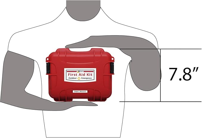 MFASCO First Aid Kit Waterproof Rugged Resin Case for Outdoor Sporting Activities Home Organized Treatment Packs 111 Pieces - Durable Lightweight - Assembled in USA - 10.2L x 7.9W x 4.5H