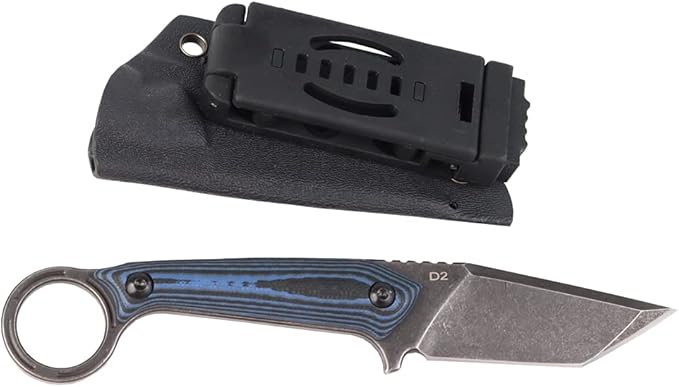 MASALONG kni211 Fixed Blade outdoor camping small straight knife D2 steel comfortable handle (black)