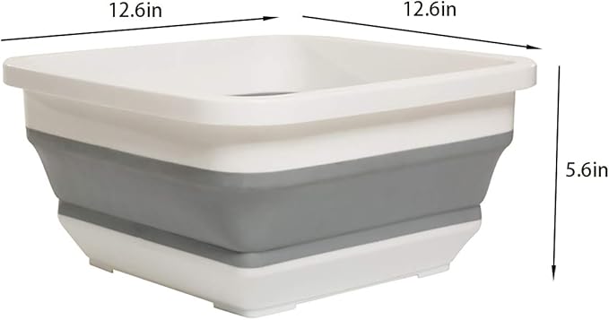 Ahyuan Collapsible Dish Pan Chopping Board Combo 10L Portable Washing Basin Dish Pan Foldable Dish Tub Over The Sink Dishpan Camper Accessories for Travel Trailers (with Square)