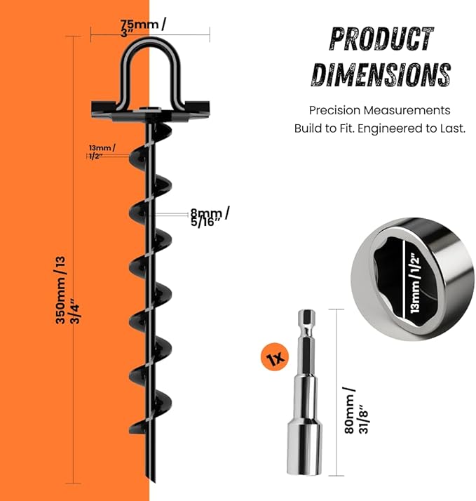 Ground Anchors Low Profile, 4 Pack Heavy Duty, Ground Anchors Screw in, Swing Set Anchors, Trampoline Anchors High Wind, Tent Stakes, Car Ports, Canopies.