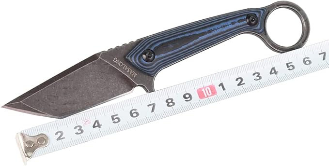MASALONG kni211 Fixed Blade outdoor camping small straight knife D2 steel comfortable handle (black)