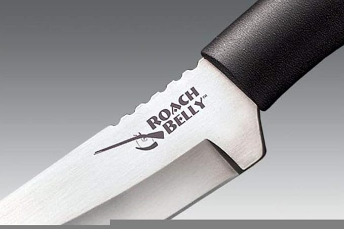 Cold Steel Roach Belly 4.5" German 4116 Stainless Steel Fixed Blade Trailing Point Outdoor Hunting Utility Knife, 4" High Impact Polypropylene Handle, Durable Sheath Included