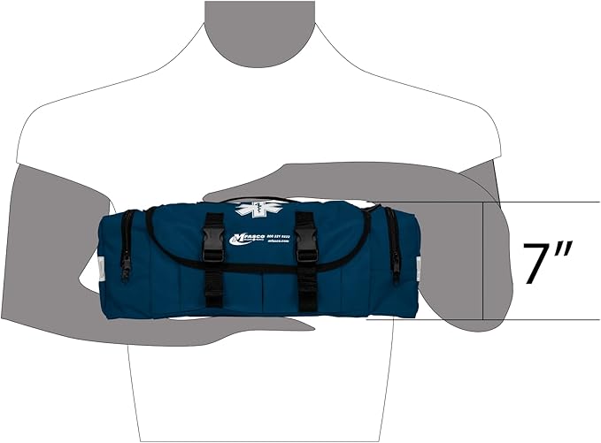 MFASCO First Aid Kit - Fully Stocked Portable Reflective Bag -First Responder Emergency Response Kit-for Natural Disaster Preparedness-Customizable Storage-Includes 415 Pcs First Aid Supplies- Blue