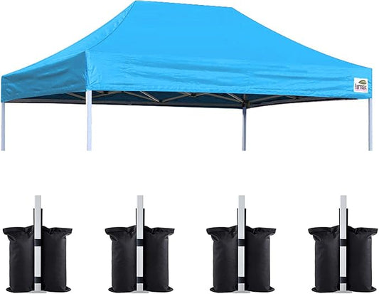 Eurmax USA Pop Up Canopy Replacement Canopy Tent Top Cover, Instant Canopy Top Cover ONLY,Bonus 4PC Pack Weight Bag (8x12, Sky Blue)