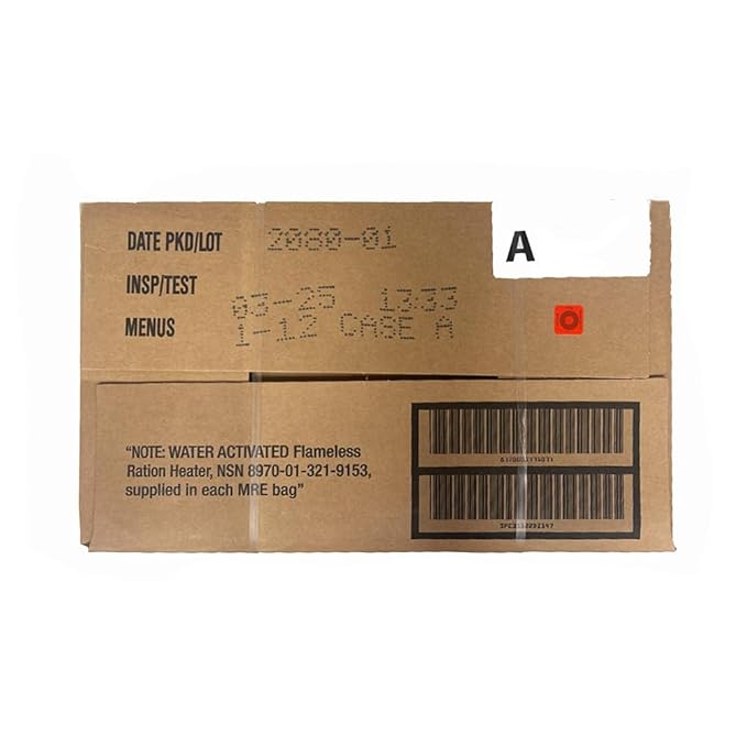 A and B bundle cases 2025, 2026 inspection. Meals Ready to Eat Genuine Military US surplus emergency food bulk supply full box with heater