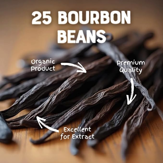 Nature's Greatest Organic Madagascar Bourbon Vanilla Beans - Grade B, Non-GMO, Kosher, Gluten - Free | Sustainably Sourced & Naturally Derived | Premium Quality Extract, Baking, and Cooking 25ct